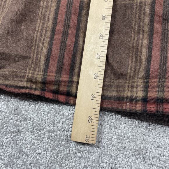 Carhartt Flannel Shirt Mens 2XL Tall Loose Fit Plaid Cotton Utility Brown - Picture 9 of 12